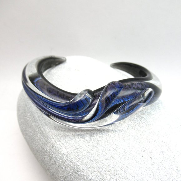 Blue Dichro Glass cuff bracelet - Picture 2 of 12